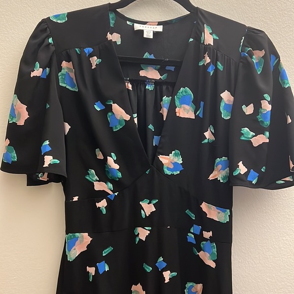 NWOT Topshop black flutter sleeve brushstroke midi dress Size 2 - Picture 4 of 7